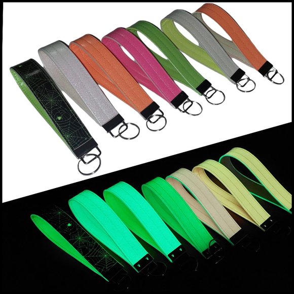 Glow in the Dark Key Lanyard Wristlet Strap Made in USA Rainbow Spiderweb Goth - Picture 1 of 8